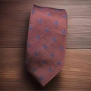 My Collection Alain Andre Paris Tie Burgundy Fleur de Lis Microfiber Handmade